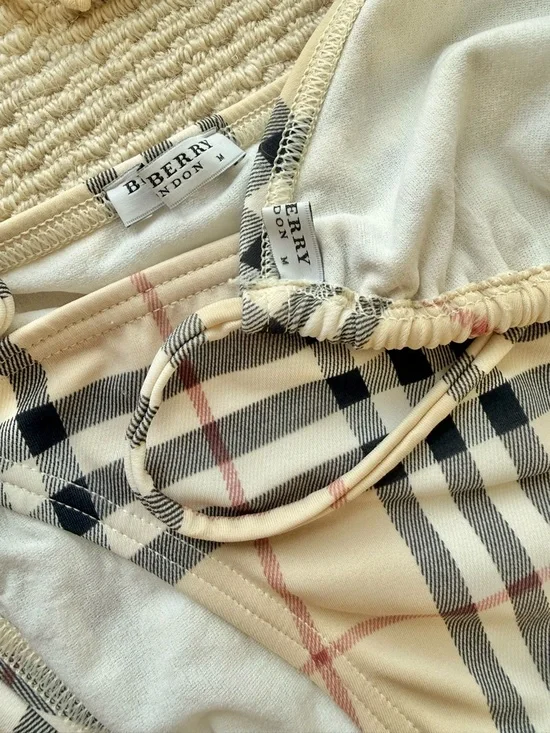 Burberry Beige Check Triangle Bikini Set with Classic Nova Pattern - Picture 2 of 2